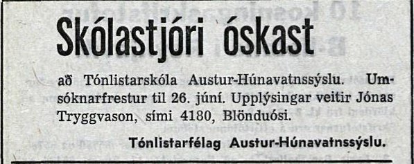 50 ár frá stofnfundi Tónlistarfélags A.-Hún