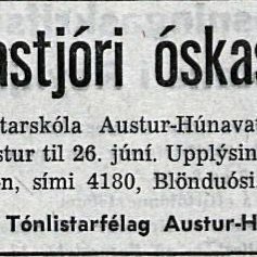 50 ár frá stofnfundi Tónlistarfélags A.-Hún